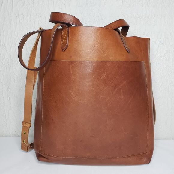 Madewell Handbags - Madewell The Medium Transport Tote Brown Leather English Saddle Crossbody Bag